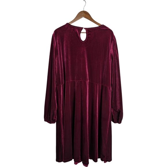 NEW Modern Abstract Taylor Velvet Midi Dress 3X Red Burgundy Twist Neck Keyhole - Picture 9 of 12